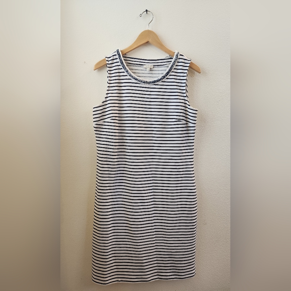 Talbots Striped Shift Dress Sleeveless Crew Neck Knee Length Size 10